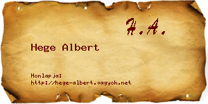 Hege Albert névjegykártya