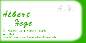 albert hege business card